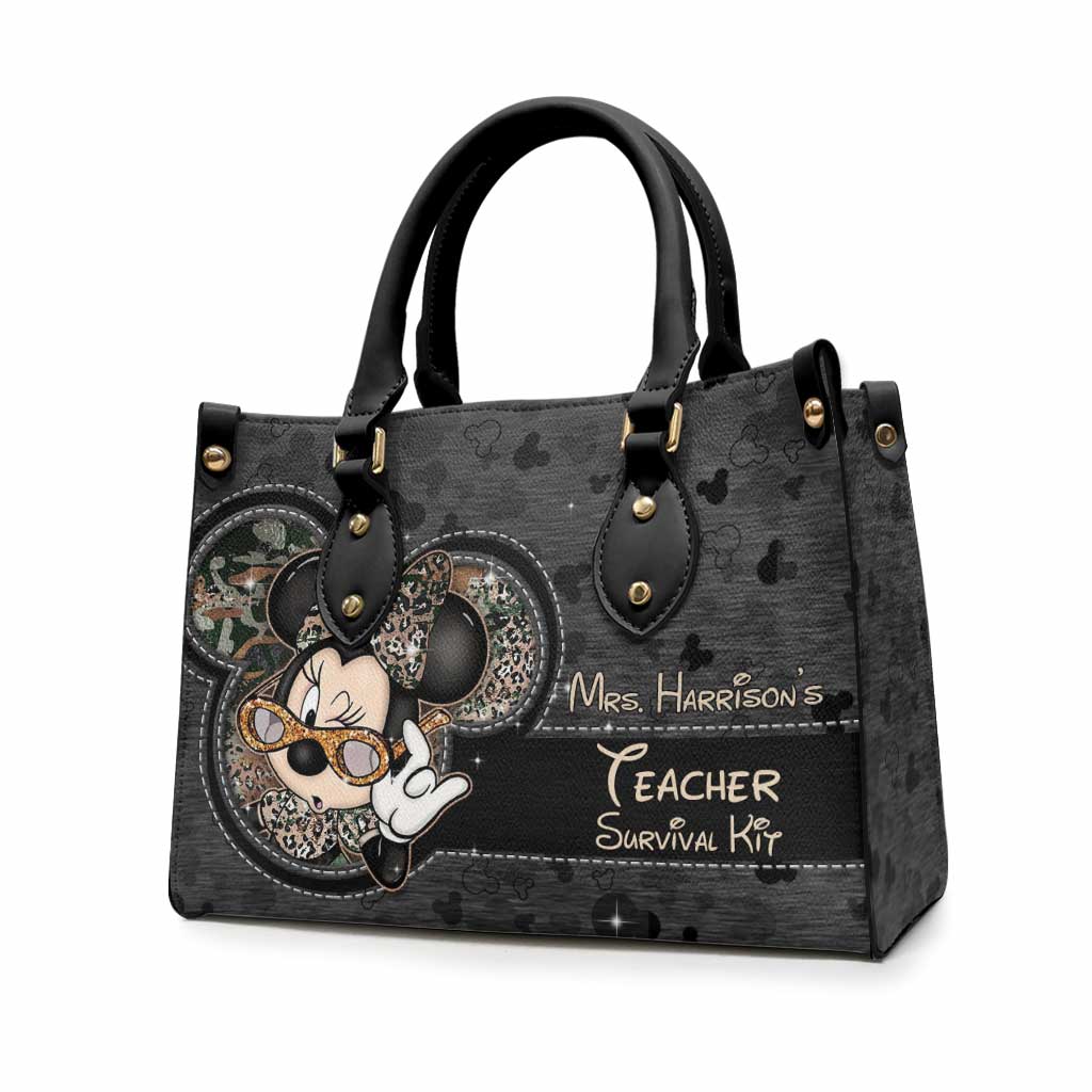 Personalized Leather Handbag Teacher Survival Kit Gift for Women Leather Handbag GradoCreations