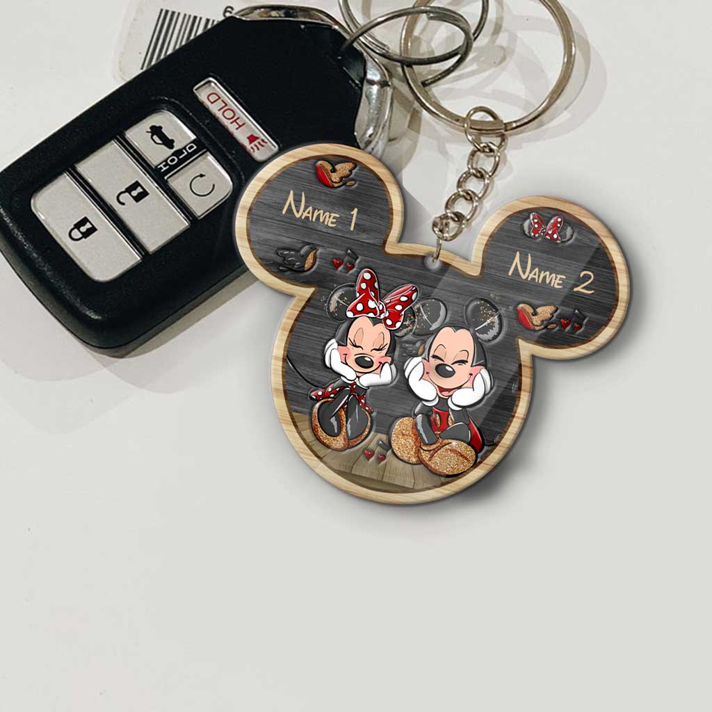 Personalized Mickey Mouse Keychain Custom Name Gift for Couples Keychain GradoCreations