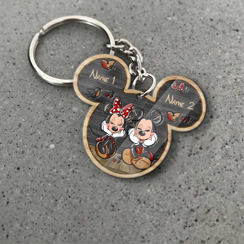 Personalized Mickey Mouse Keychain Custom Name Gift for Couples Keychain GradoCreations