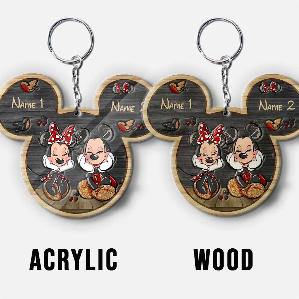 Personalized Mickey Mouse Keychain Custom Name Gift for Couples Keychain GradoCreations