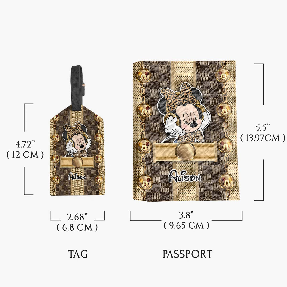Personalized Leather Luggage Tag & Passport Holder Set with Name for Travelers Leather Luggage Tag & Passport Holder GradoCreations