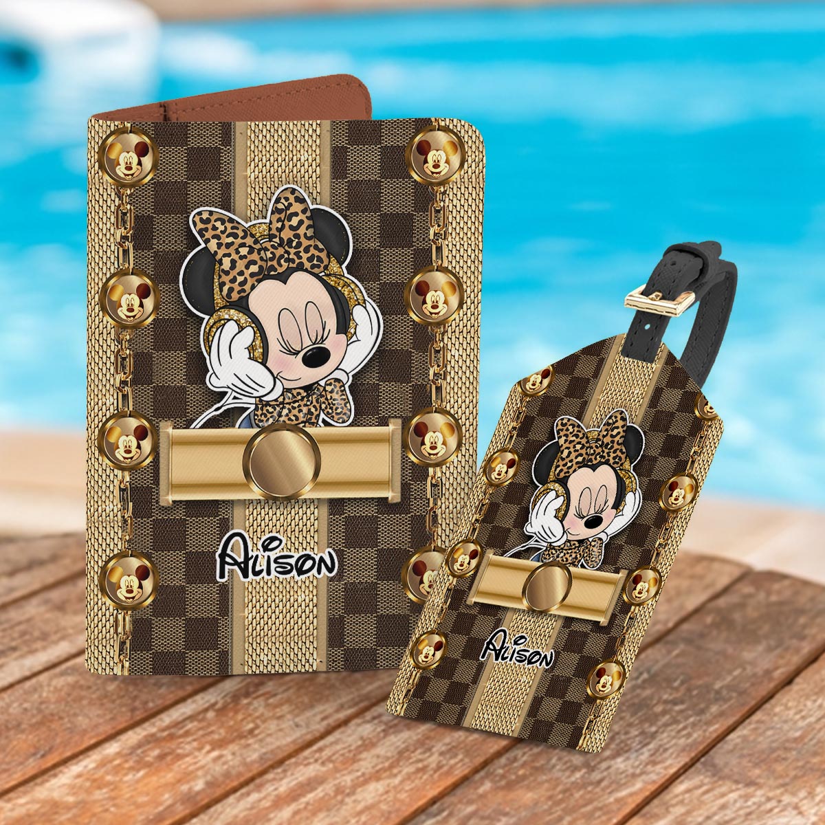 Personalized Leather Luggage Tag & Passport Holder Set with Name for Travelers Leather Luggage Tag & Passport Holder GradoCreations