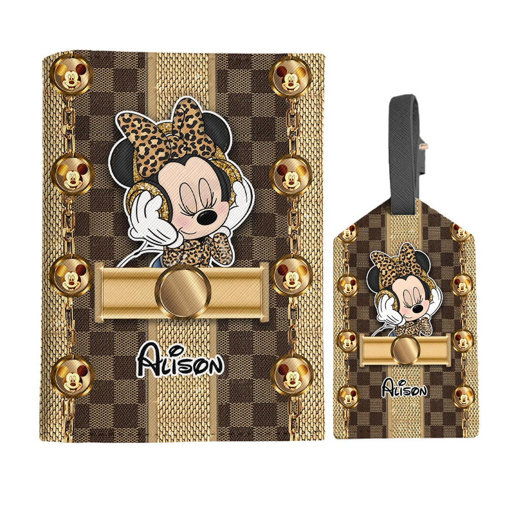 Personalized Leather Luggage Tag & Passport Holder Set with Name for Travelers Leather Luggage Tag & Passport Holder GradoCreations