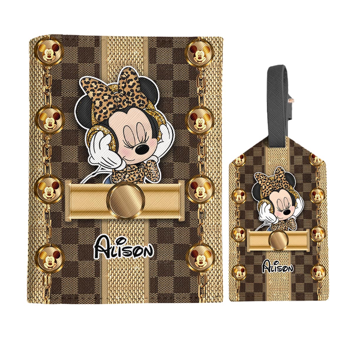 Personalized Leather Luggage Tag & Passport Holder Set with Name for Travelers Leather Luggage Tag & Passport Holder GradoCreations