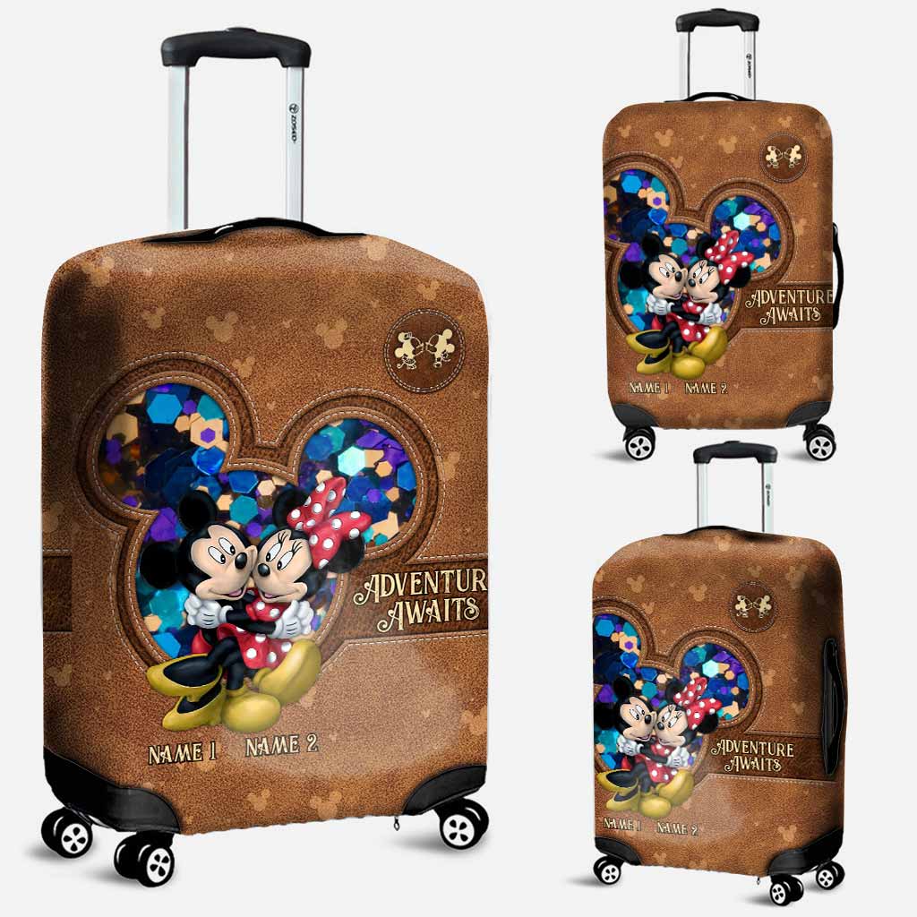 Personalized Mouse Luggage Cover with Custom Names for Couples Luggage Cover GradoCreations
