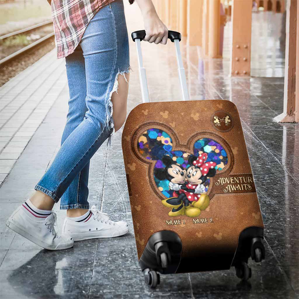 Personalized Mouse Luggage Cover with Custom Names for Couples Luggage Cover GradoCreations