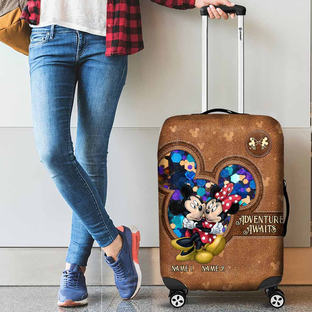 Personalized Mouse Luggage Cover with Custom Names for Couples Luggage Cover GradoCreations