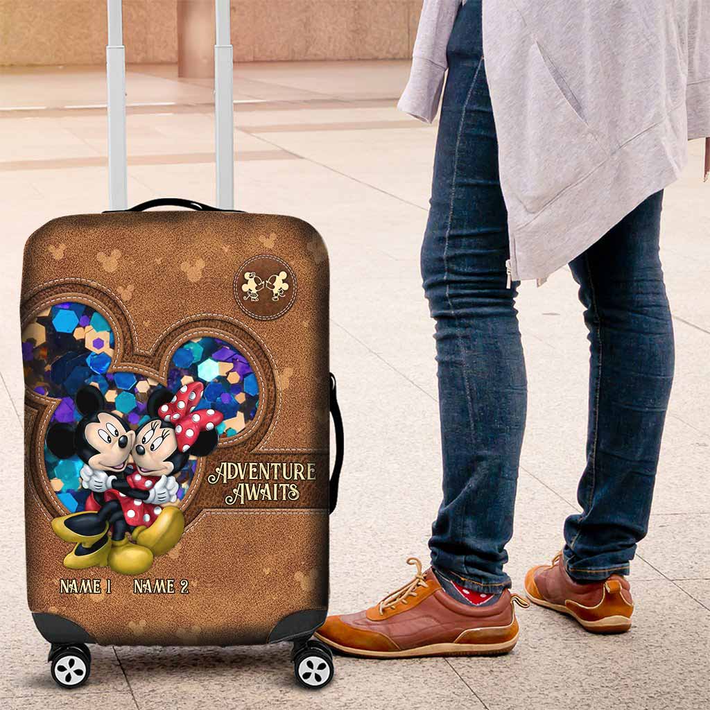 Personalized Mouse Luggage Cover with Custom Names for Couples Luggage Cover GradoCreations