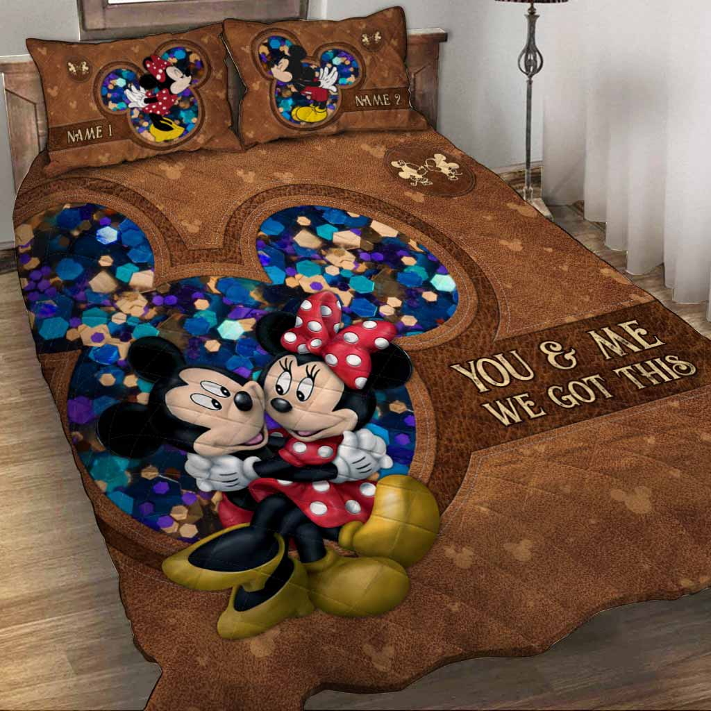 Personalized Mickey Mouse Quilt Set Custom Names Couples Gift Quilt Set GradoCreations