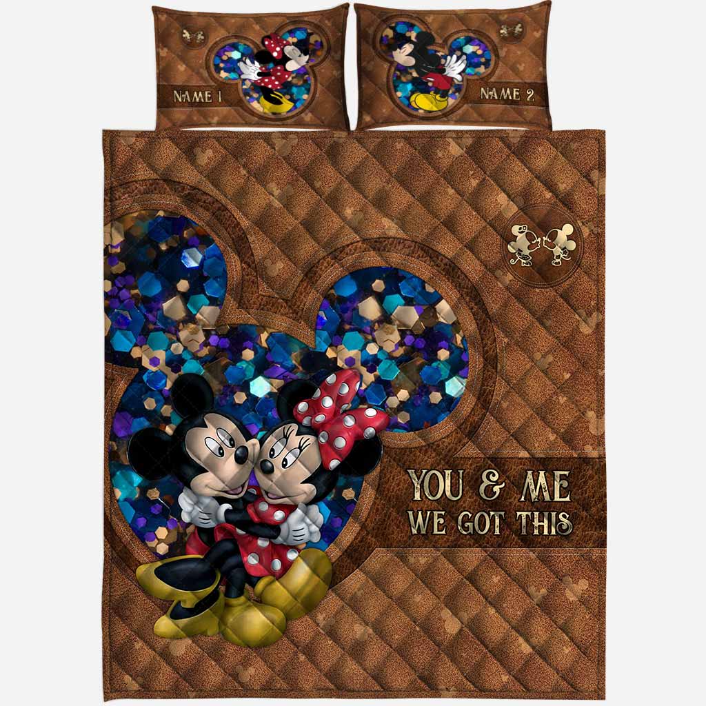 Personalized Mickey Mouse Quilt Set Custom Names Couples Gift Quilt Set GradoCreations