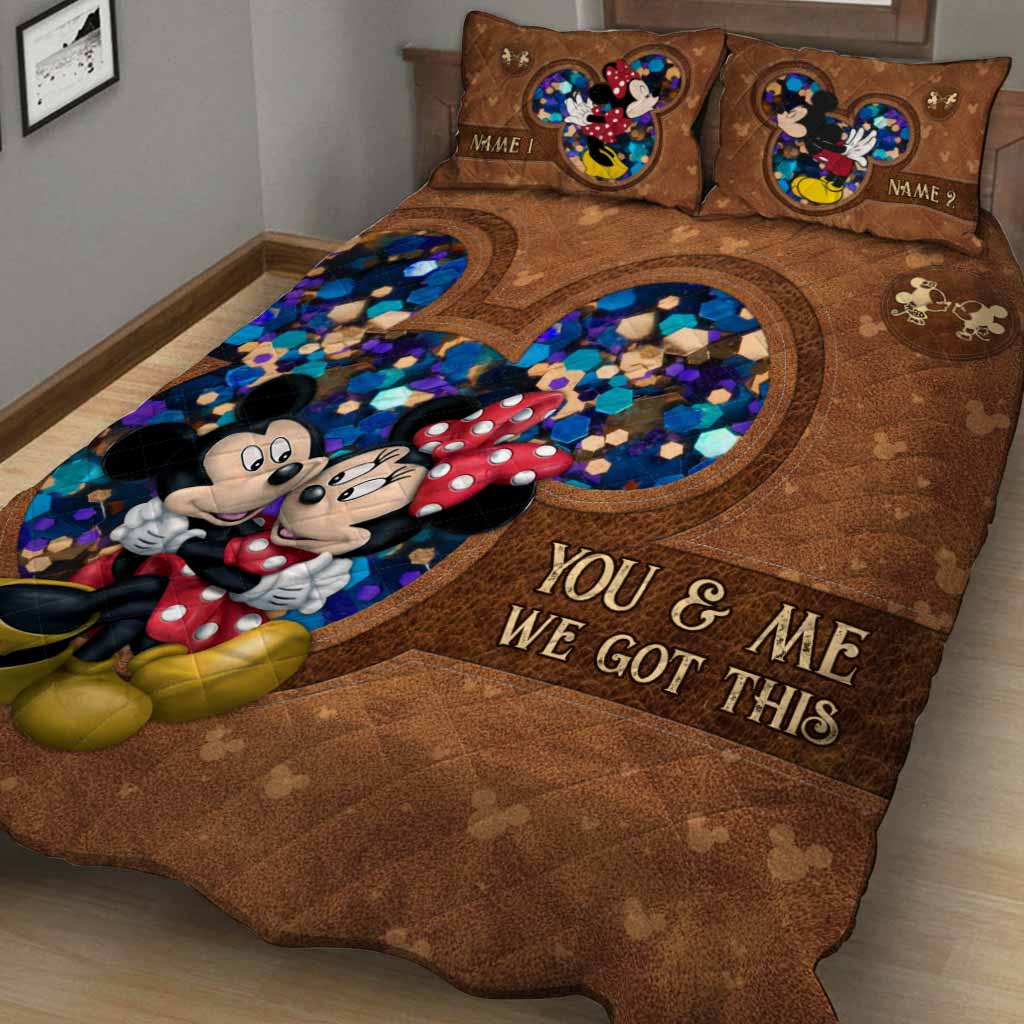 Personalized Mickey Mouse Quilt Set Custom Names Couples Gift Quilt Set GradoCreations