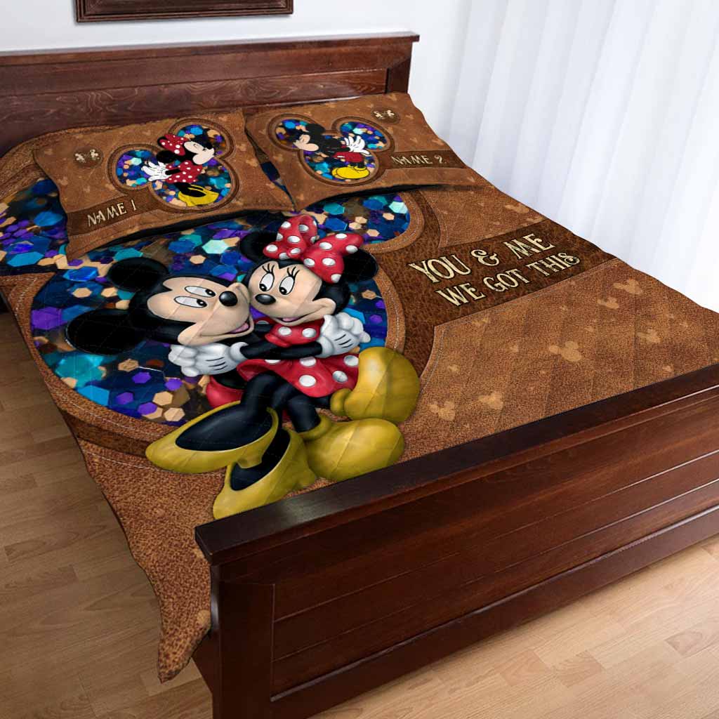 Personalized Mickey Mouse Quilt Set Custom Names Couples Gift Quilt Set GradoCreations