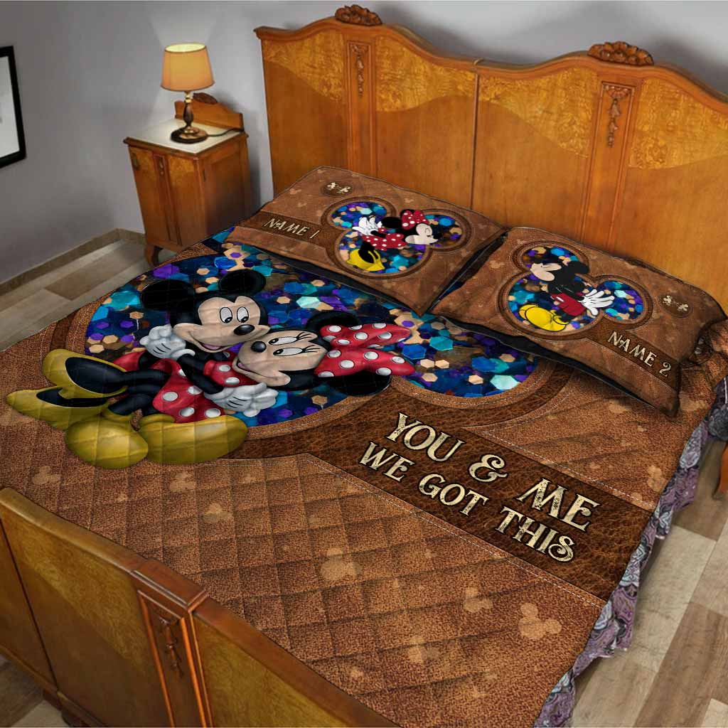 Personalized Mickey Mouse Quilt Set Custom Names Couples Gift Quilt Set GradoCreations