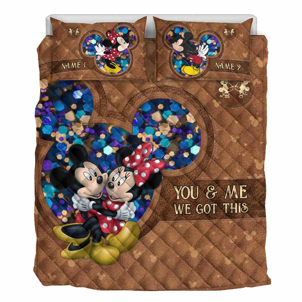 Personalized Mickey Mouse Quilt Set Custom Names Couples Gift Quilt Set GradoCreations