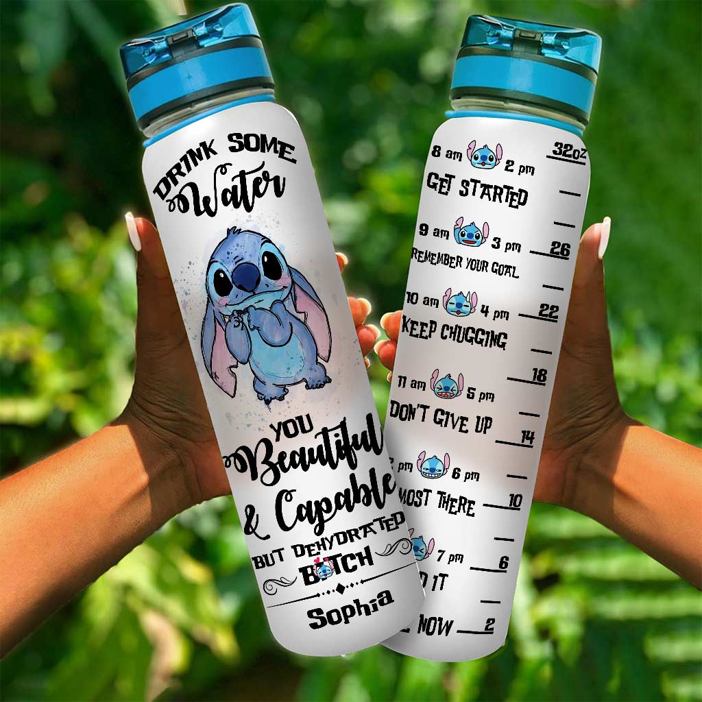 Personalized Ohana Water Tracker Bottle Custom Name Gift for Kids Water Tracker Bottle GradoCreations