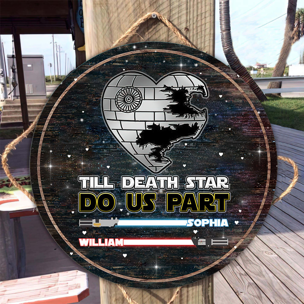 Personalized Till Death Star Do Us Part Round Wood Sign Gift for Couples Round Wood Sign GradoCreations