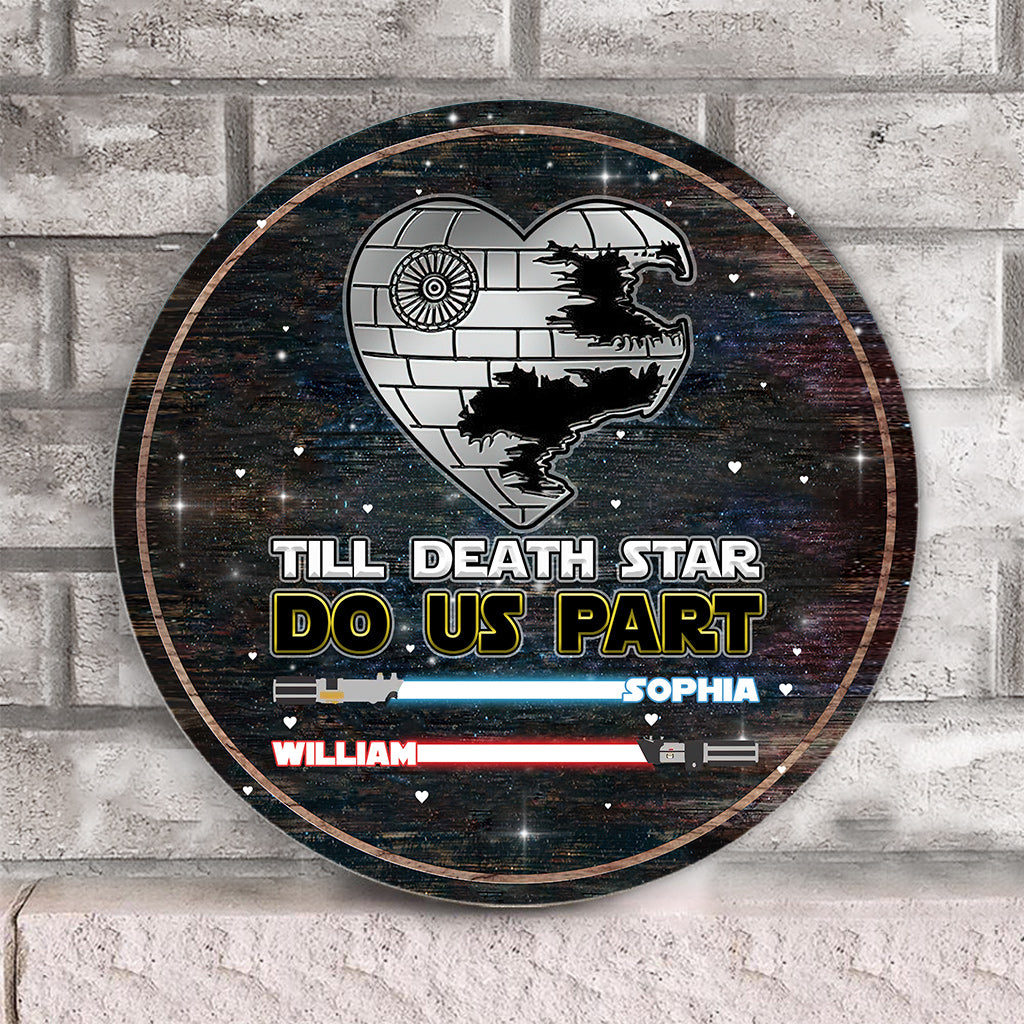 Personalized Till Death Star Do Us Part Round Wood Sign Gift for Couples Round Wood Sign GradoCreations