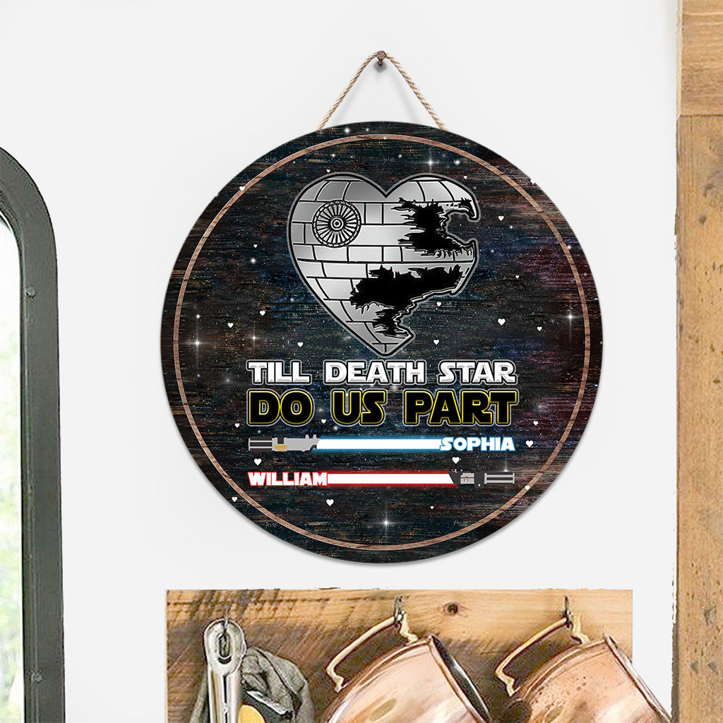 Personalized Till Death Star Do Us Part Round Wood Sign Gift for Couples Round Wood Sign GradoCreations