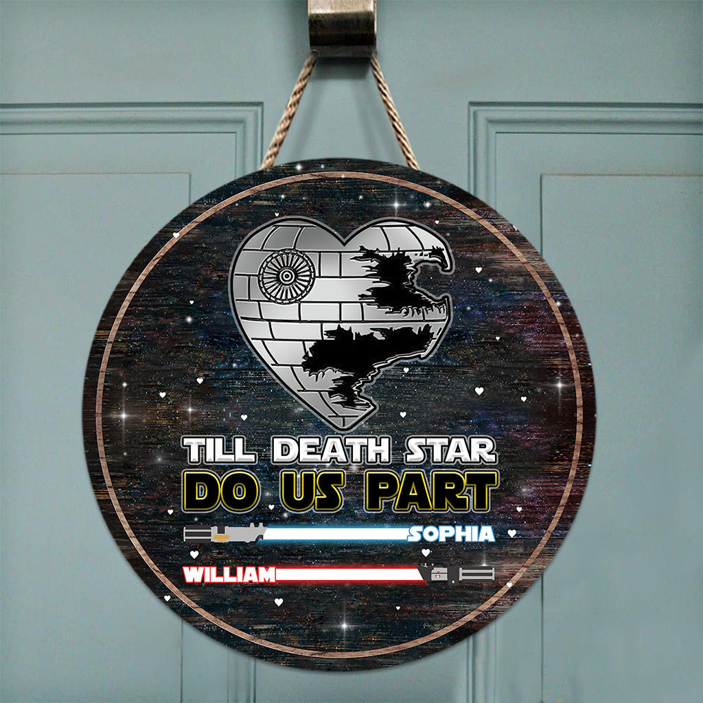Personalized Till Death Star Do Us Part Round Wood Sign Gift for Couples Round Wood Sign GradoCreations