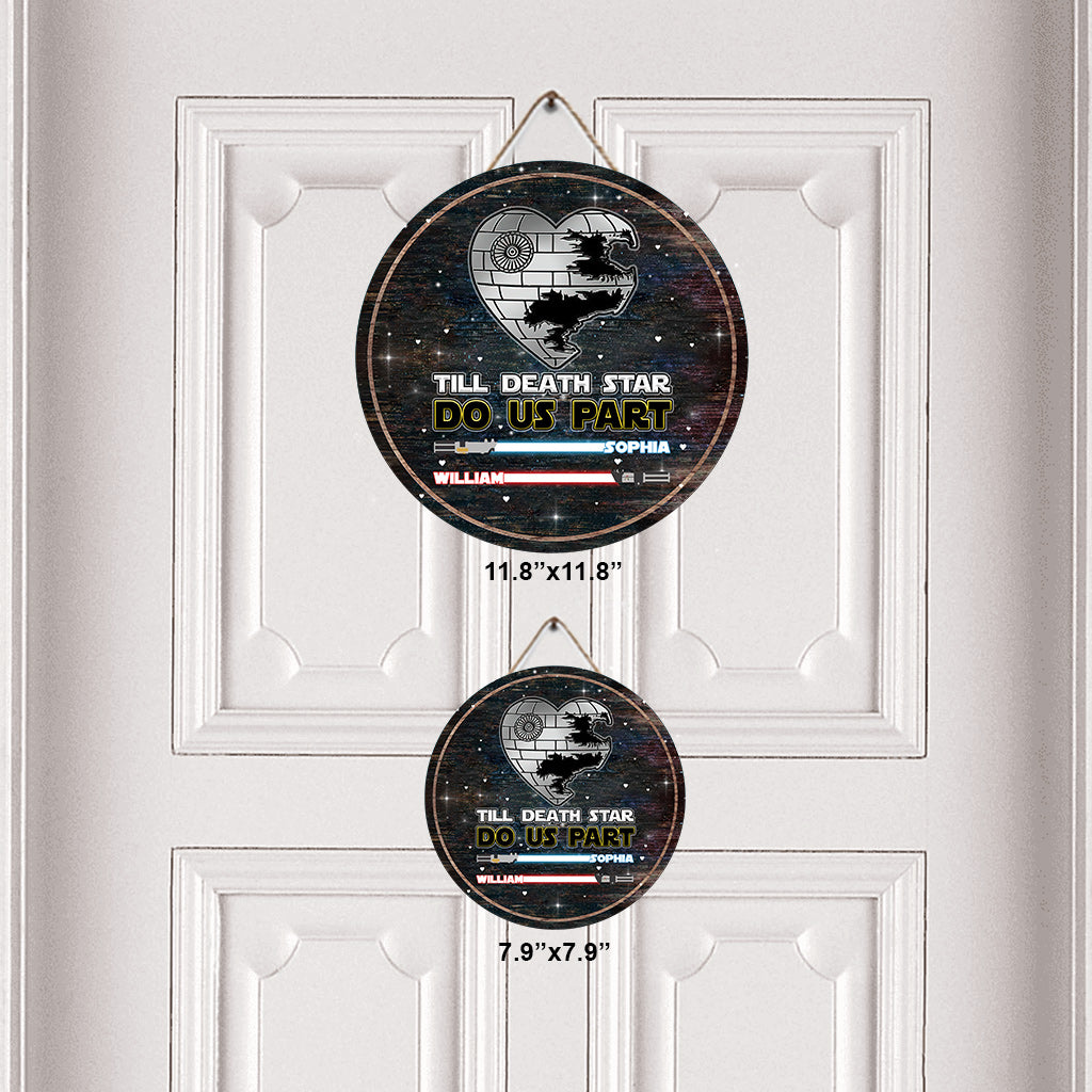 Personalized Till Death Star Do Us Part Round Wood Sign Gift for Couples Round Wood Sign GradoCreations