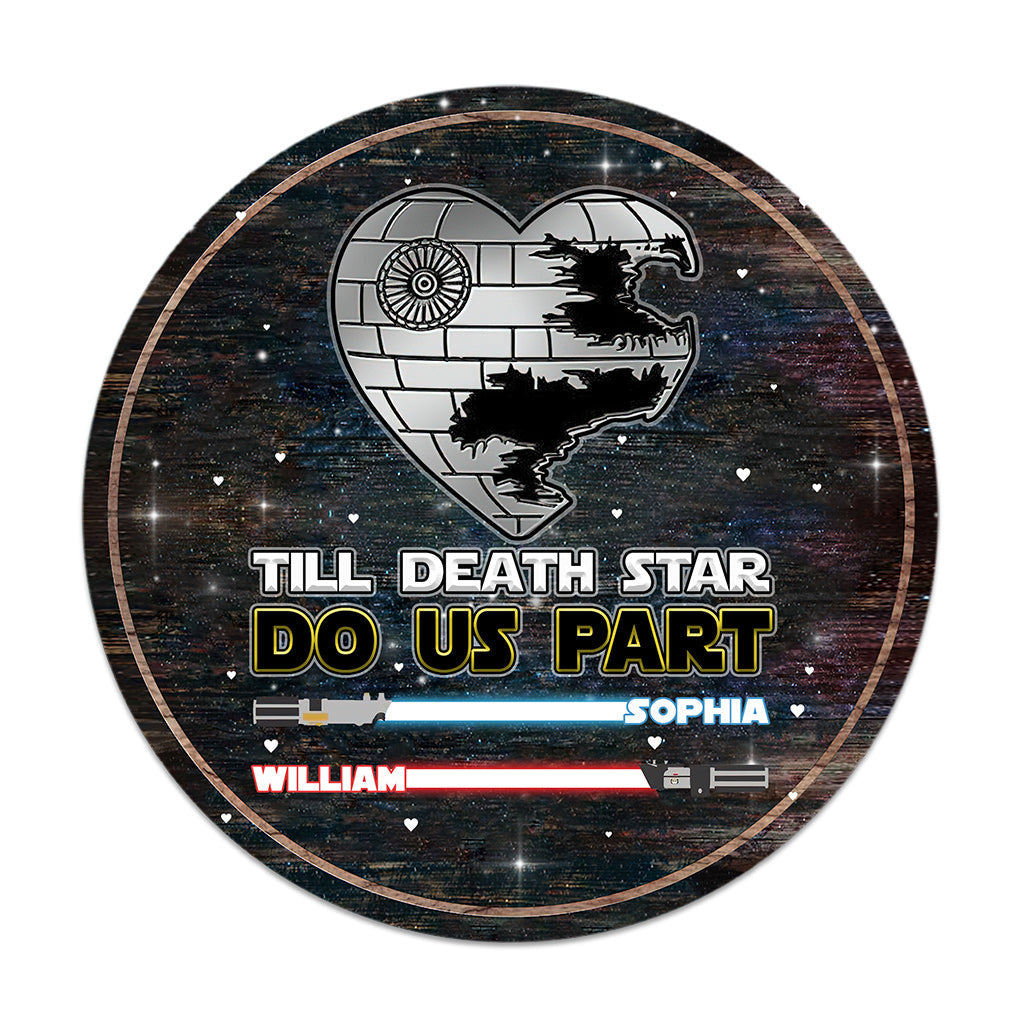 Personalized Till Death Star Do Us Part Round Wood Sign Gift for Couples Round Wood Sign GradoCreations