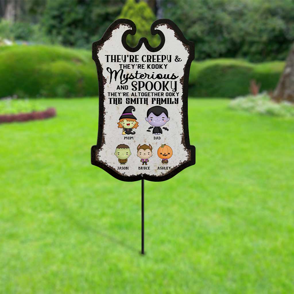 Personalized Halloween Family Metal Garden Art Spooky Decor Metal Garden Art GradoCreations