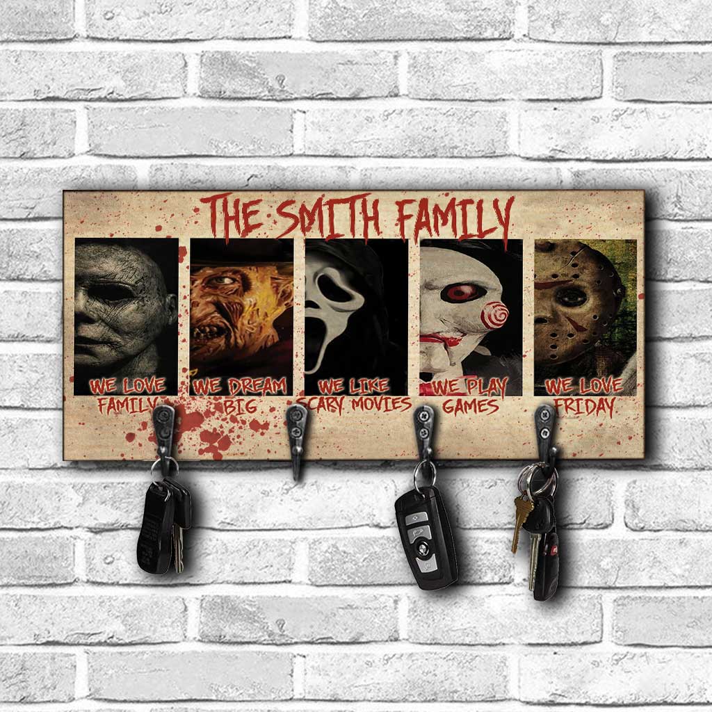 Personalized Horror Movie Key Rack Custom Family Name Gift Key Rack GradoCreations