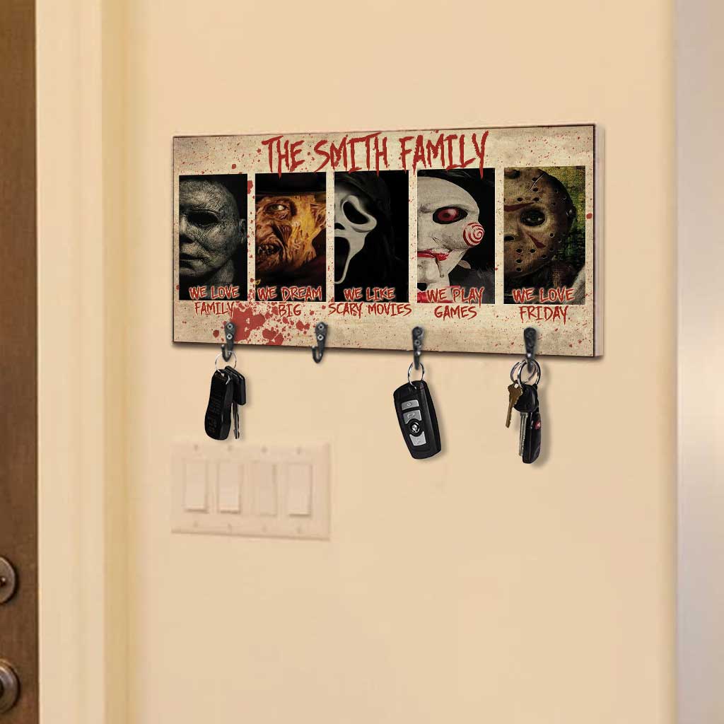 Personalized Horror Movie Key Rack Custom Family Name Gift Key Rack GradoCreations