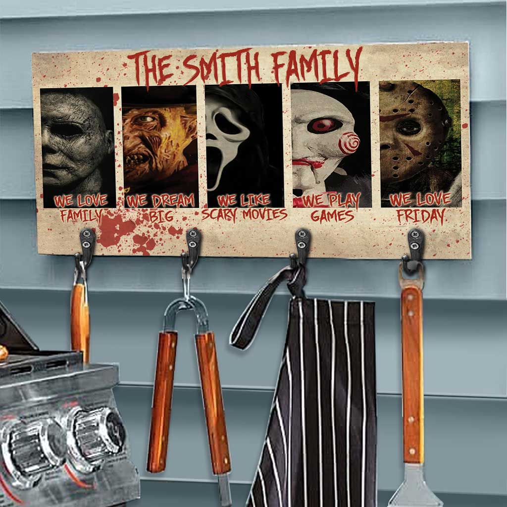 Personalized Horror Movie Key Rack Custom Family Name Gift Key Rack GradoCreations