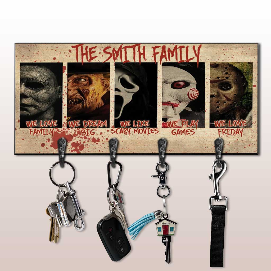 Personalized Horror Movie Key Rack Custom Family Name Gift Key Rack GradoCreations