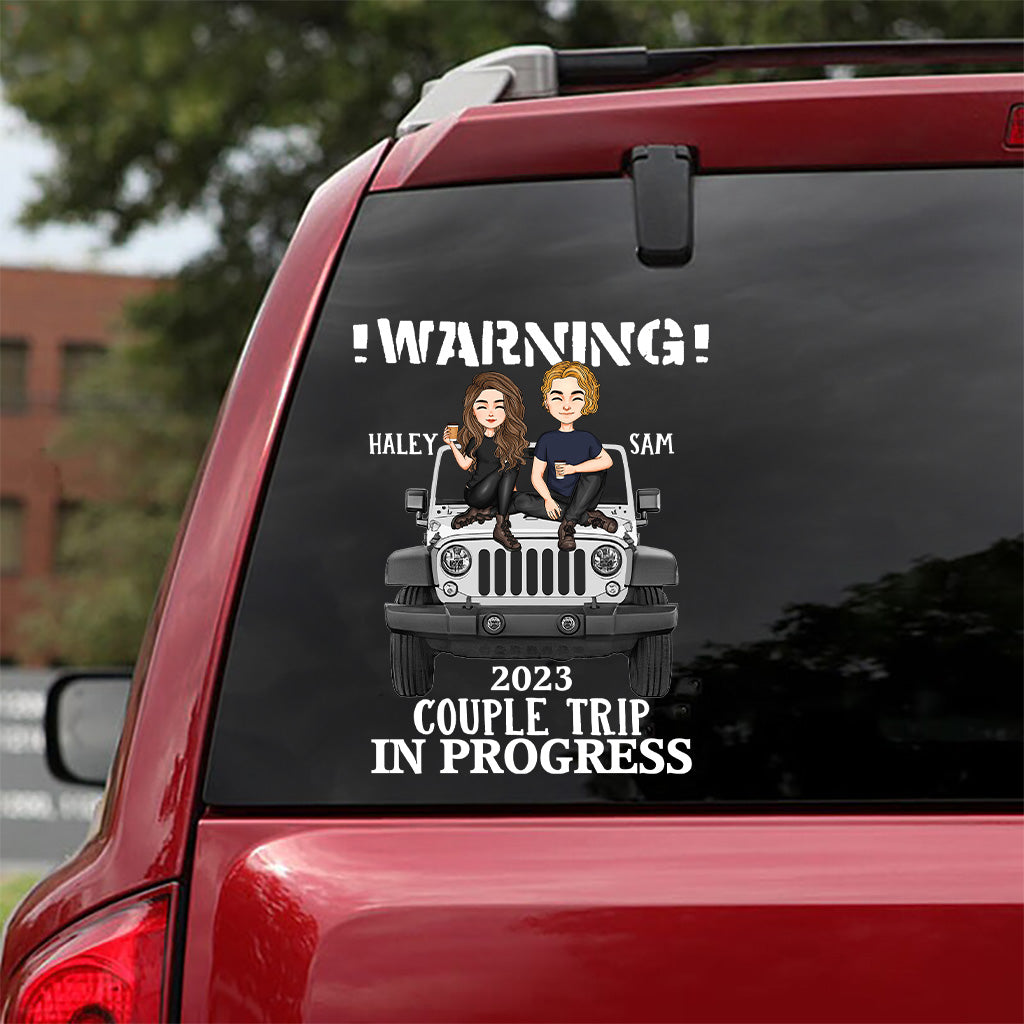 Personalized Couple Warning Car Decal Trip in Progress 2023 Decal Full GradoCreations