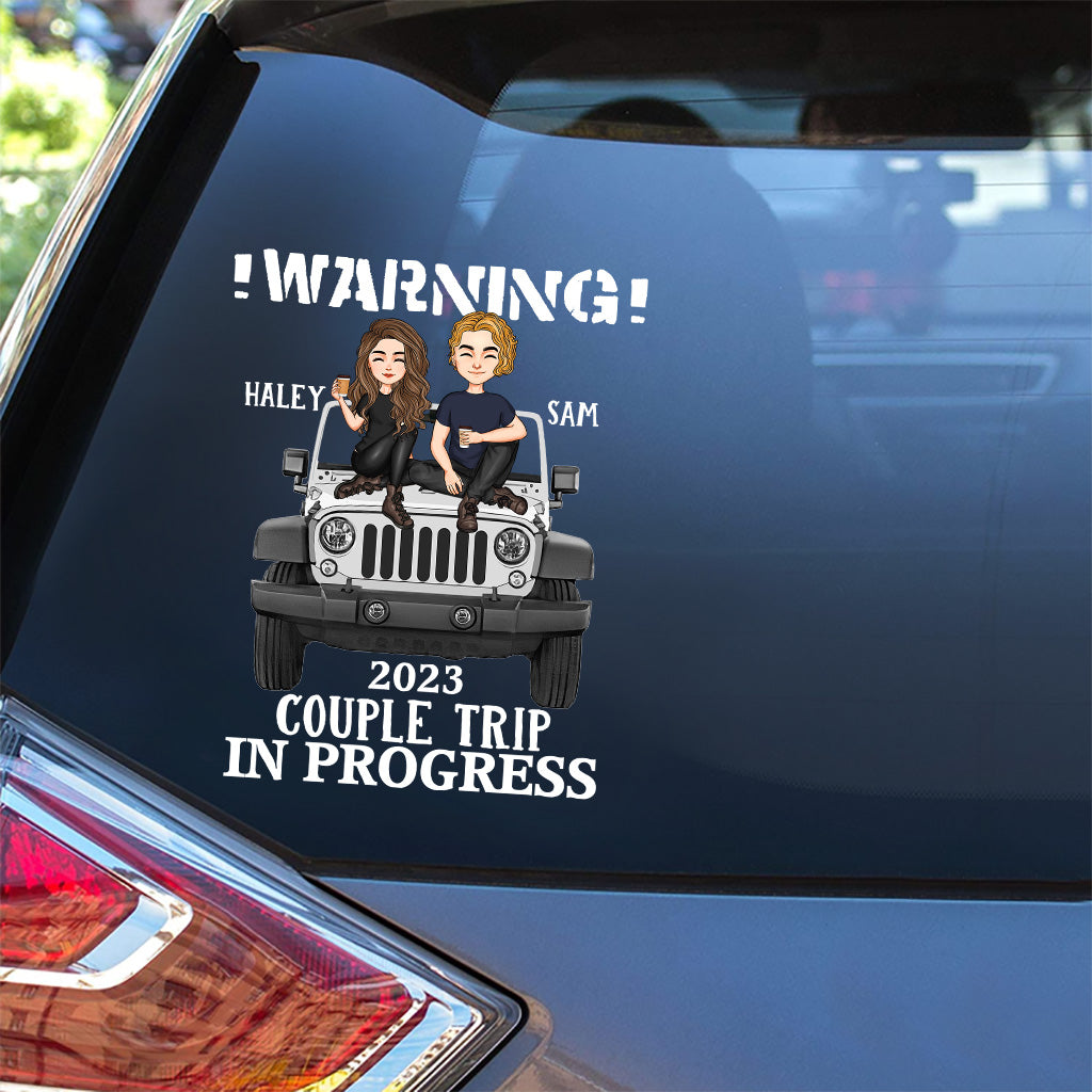 Personalized Couple Warning Car Decal Trip in Progress 2023 Decal Full GradoCreations