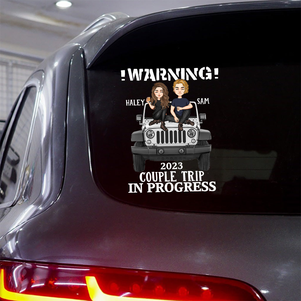 Personalized Couple Warning Car Decal Trip in Progress 2023 Decal Full GradoCreations
