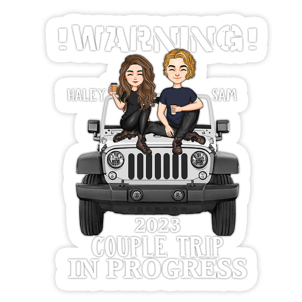 Personalized Couple Warning Car Decal Trip in Progress 2023 Decal Full GradoCreations