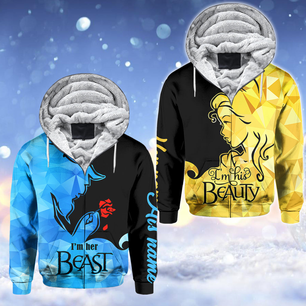 Personalized His Beauty Her Beast Couple Hoodies Custom Name Gift All Over Shirt GradoCreations