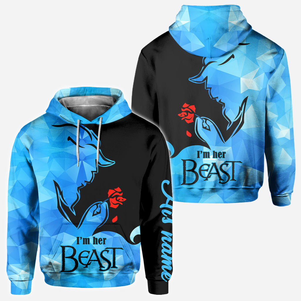 Personalized His Beauty Her Beast Couple Hoodies Custom Name Gift All Over Shirt GradoCreations
