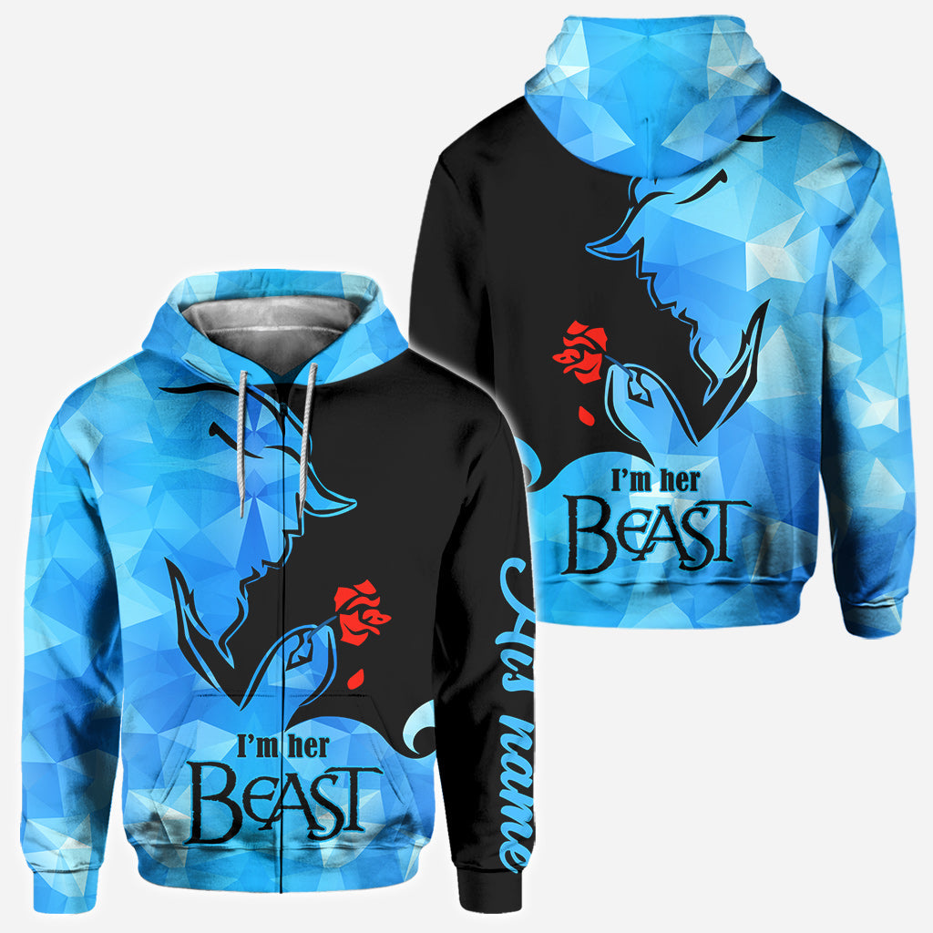 Personalized His Beauty Her Beast Couple Hoodies Custom Name Gift All Over Shirt GradoCreations