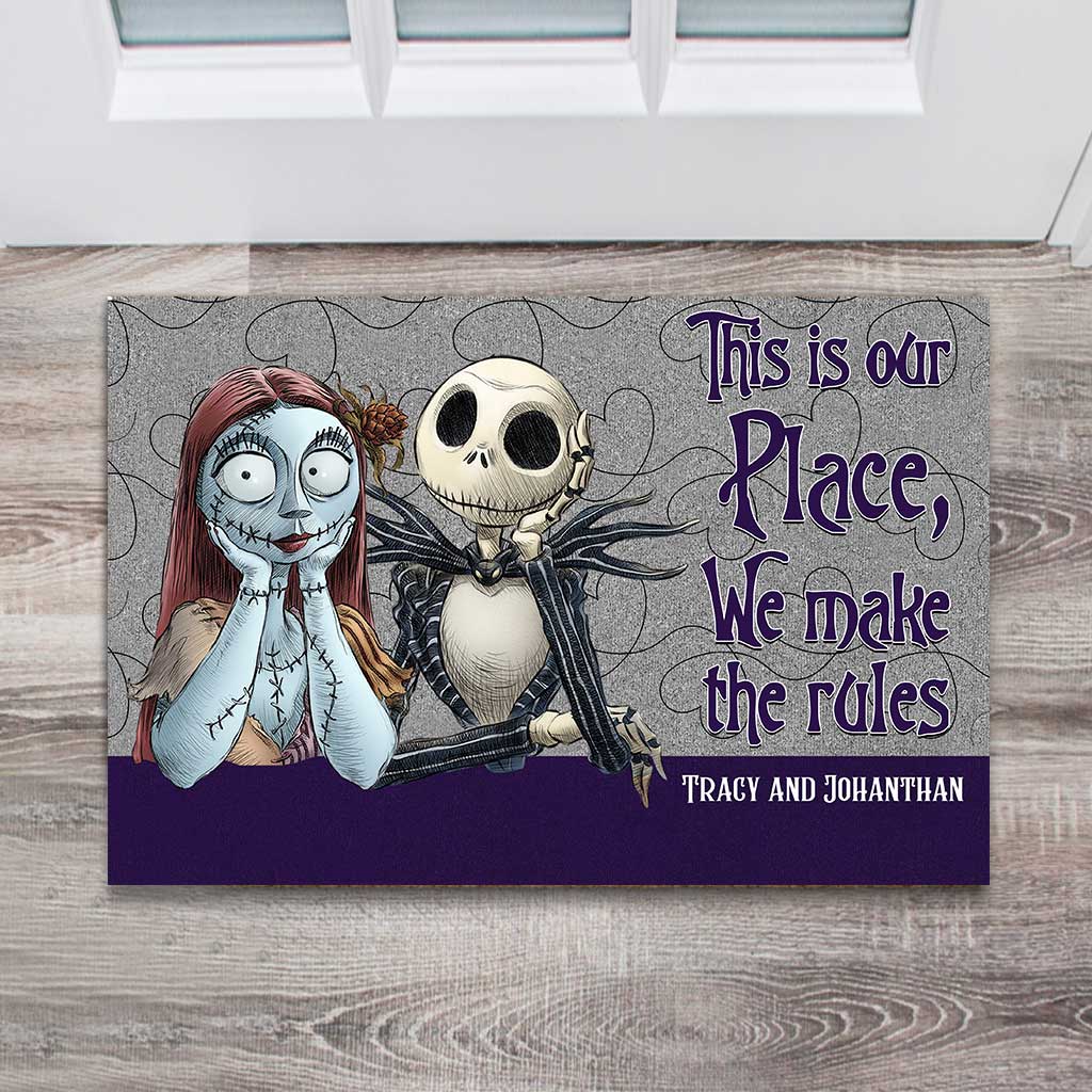 Personalized Halloween Doormat for Couples | Custom Name Gift Doormat GradoCreations