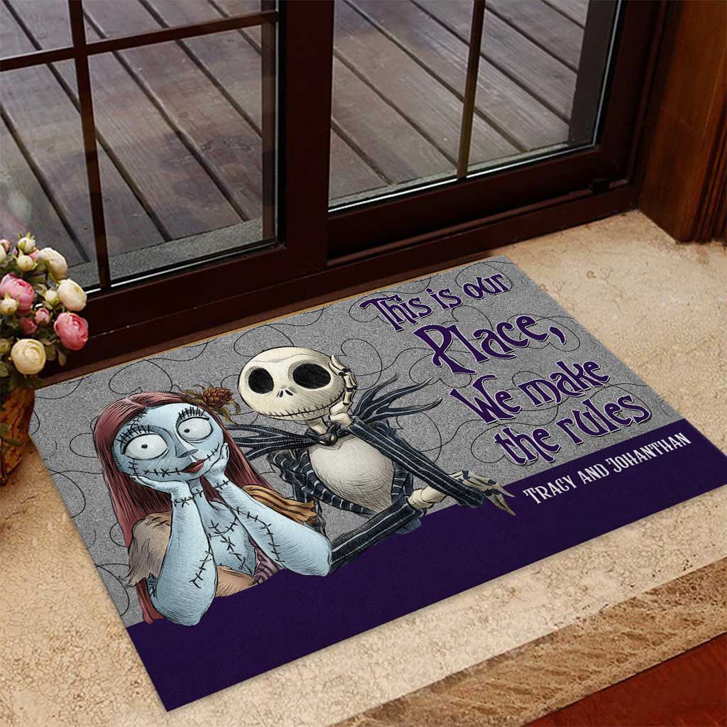 Personalized Halloween Doormat for Couples | Custom Name Gift Doormat GradoCreations