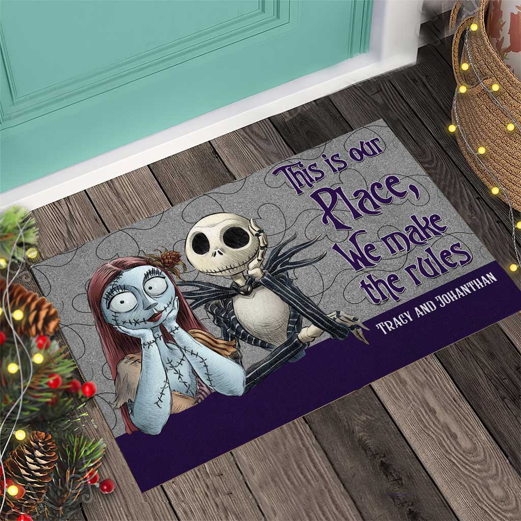 Personalized Halloween Doormat for Couples | Custom Name Gift Doormat GradoCreations