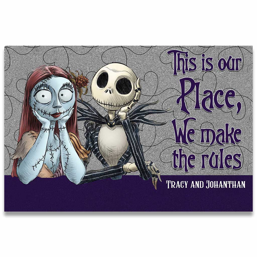 Personalized Halloween Doormat for Couples | Custom Name Gift Doormat GradoCreations
