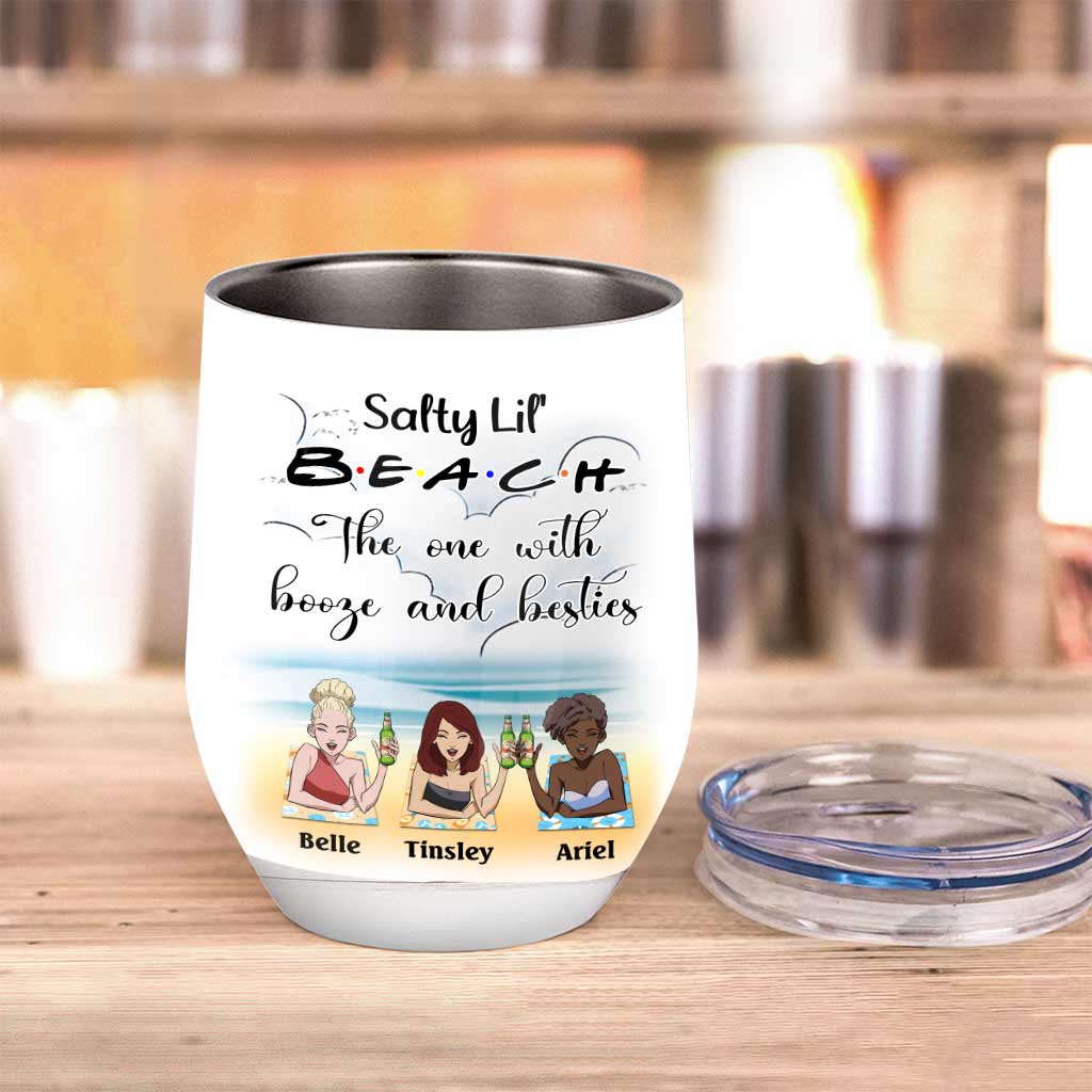Personalized Beach Wine Tumbler Custom Name Gift for Friends Wine Tumbler GradoCreations