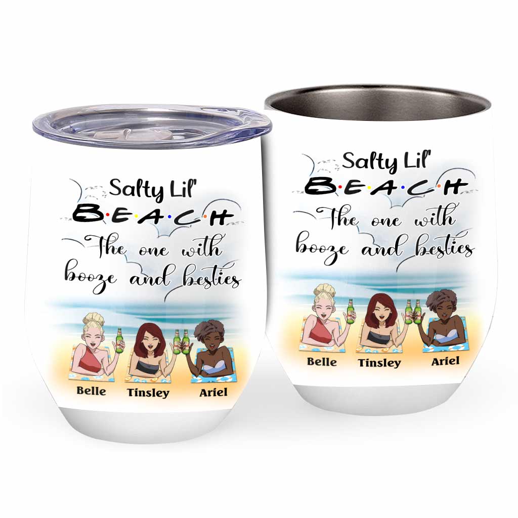 Personalized Beach Wine Tumbler Custom Name Gift for Friends Wine Tumbler GradoCreations