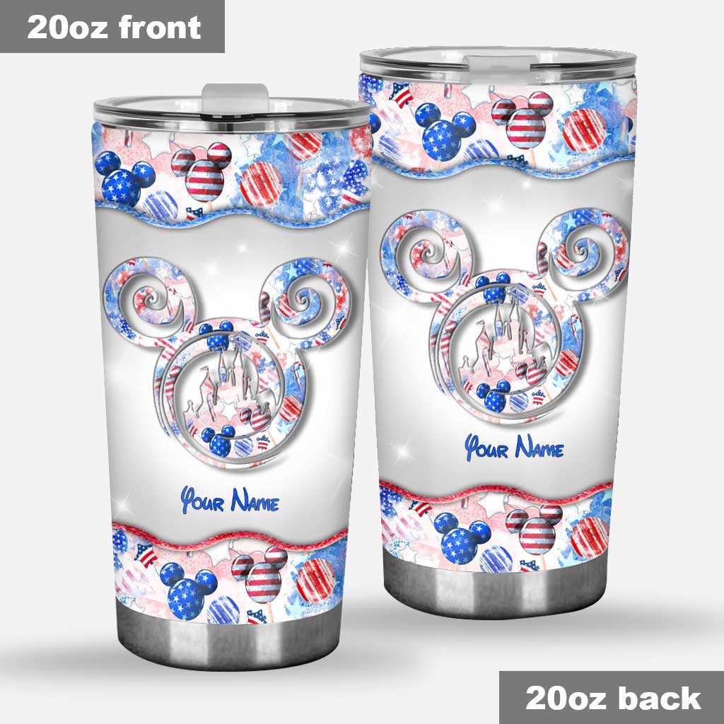 Personalized Independence Day Tumbler with Name - 4th of July Gift Tumbler GradoCreations