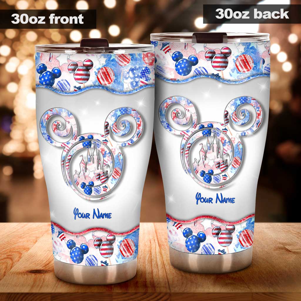 Personalized Independence Day Tumbler with Name - 4th of July Gift Tumbler GradoCreations