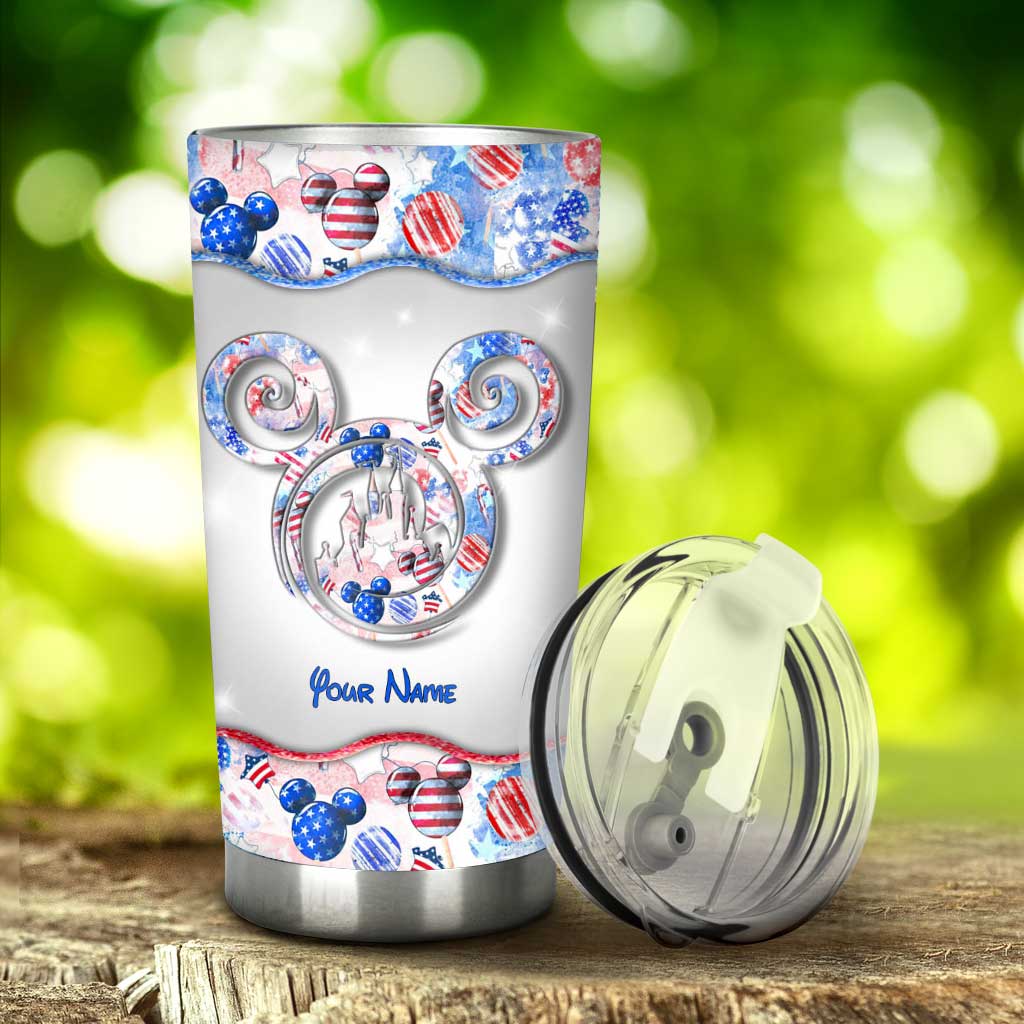Personalized Independence Day Tumbler with Name - 4th of July Gift Tumbler GradoCreations