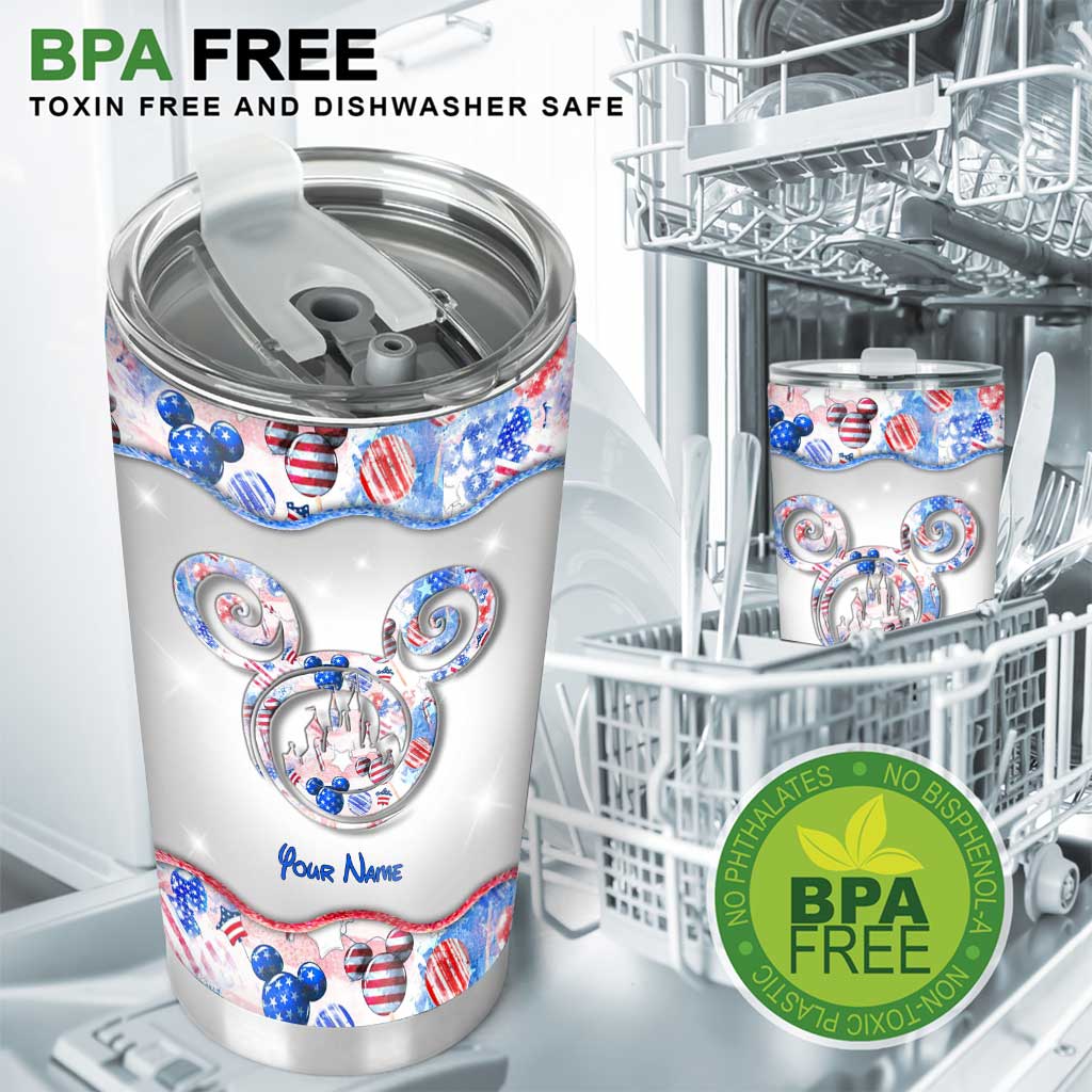 Personalized Independence Day Tumbler with Name - 4th of July Gift Tumbler GradoCreations