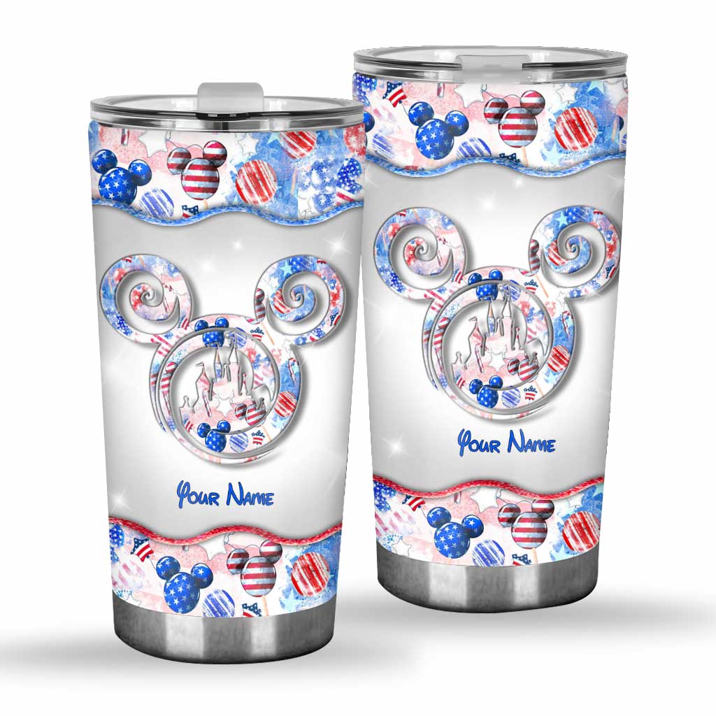 Personalized Independence Day Tumbler with Name - 4th of July Gift Tumbler GradoCreations