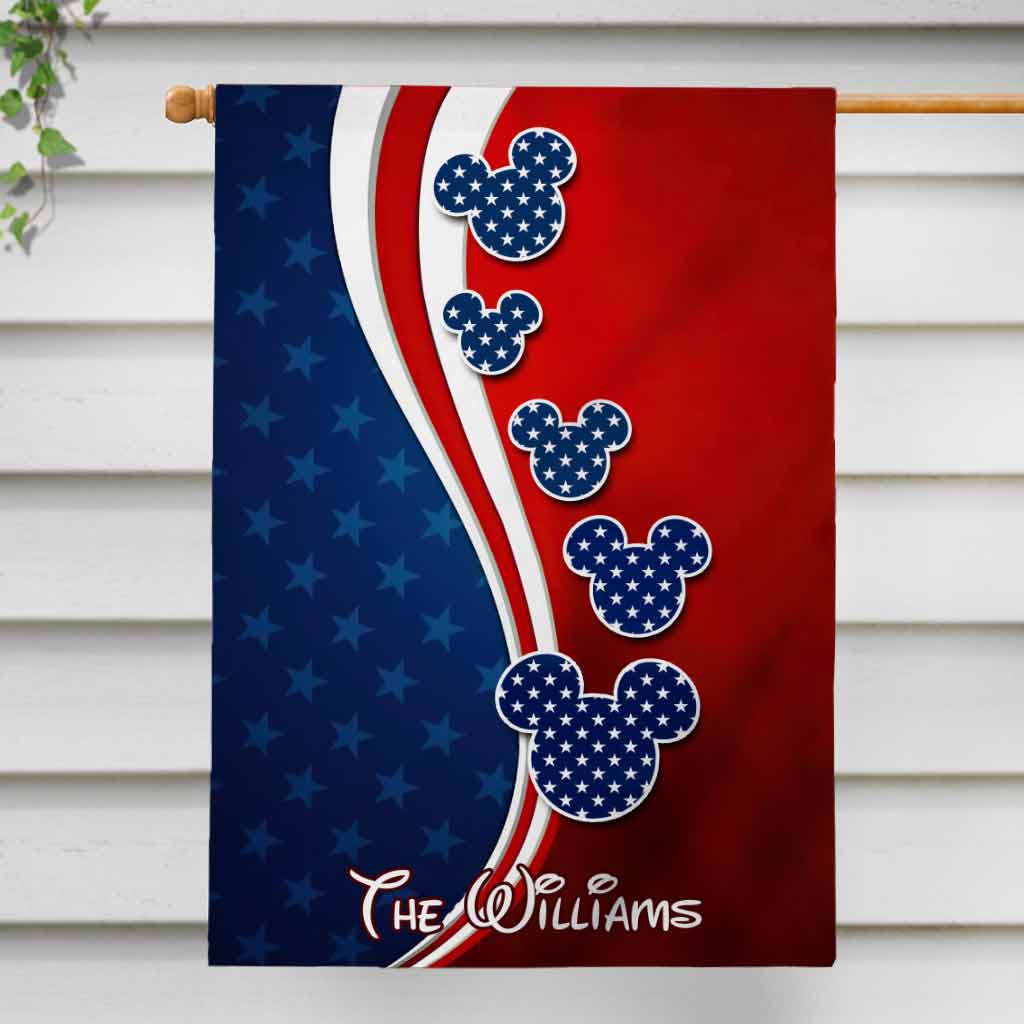 Personalized Mouse Ears House Flag Custom Name for 4th of July House Flag GradoCreations