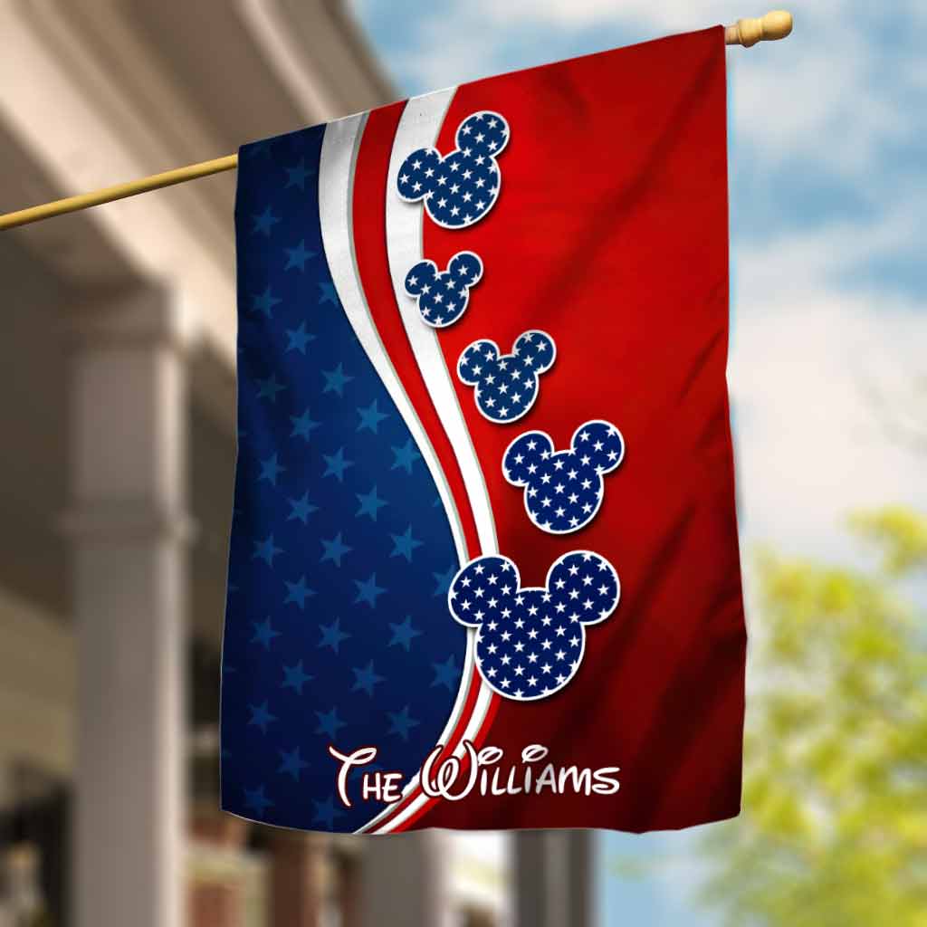 Personalized Mouse Ears House Flag Custom Name for 4th of July House Flag GradoCreations